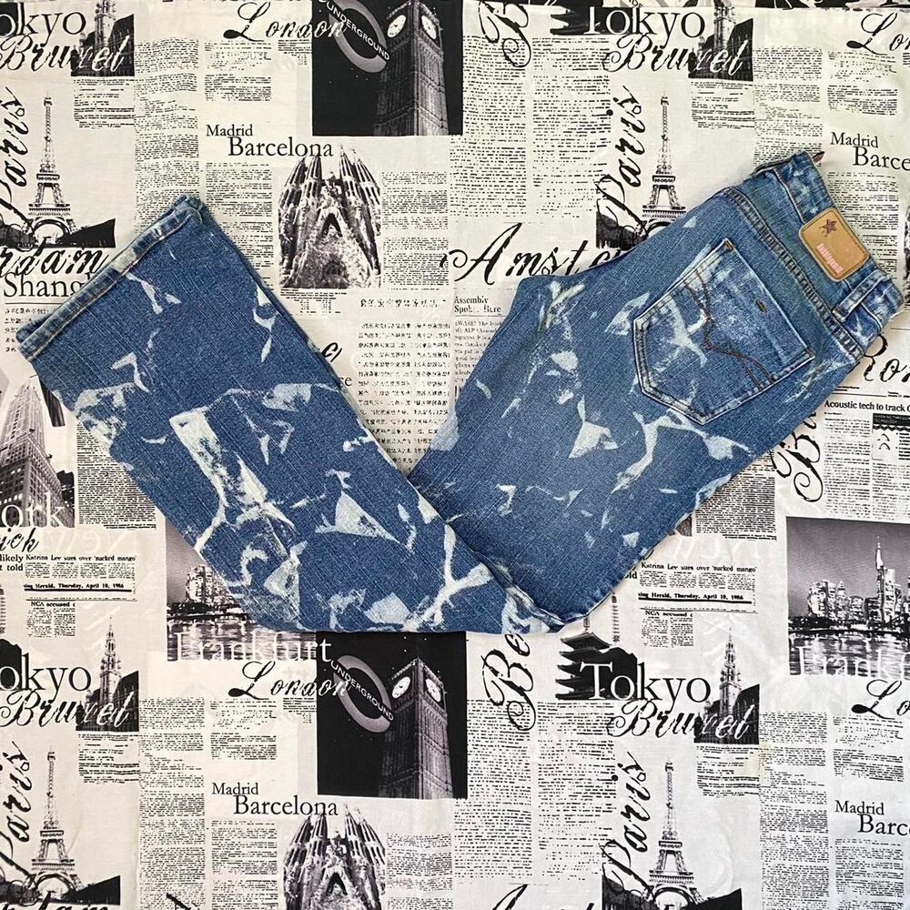 Bubblegum USA Women's dark wash bleached acid jeans y2k vintage low rise jeans